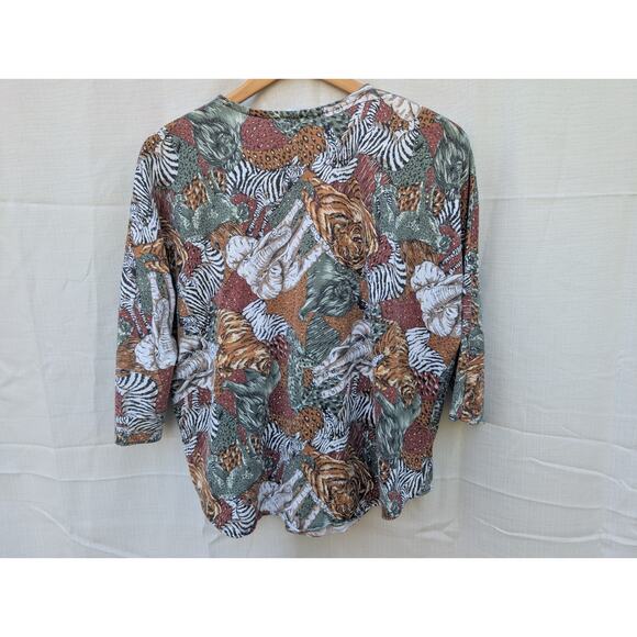 Soho Womens Vintage African Safari Button Up Shirt M/L Half Sleeve Jungle 80s - Picture 4 of 5